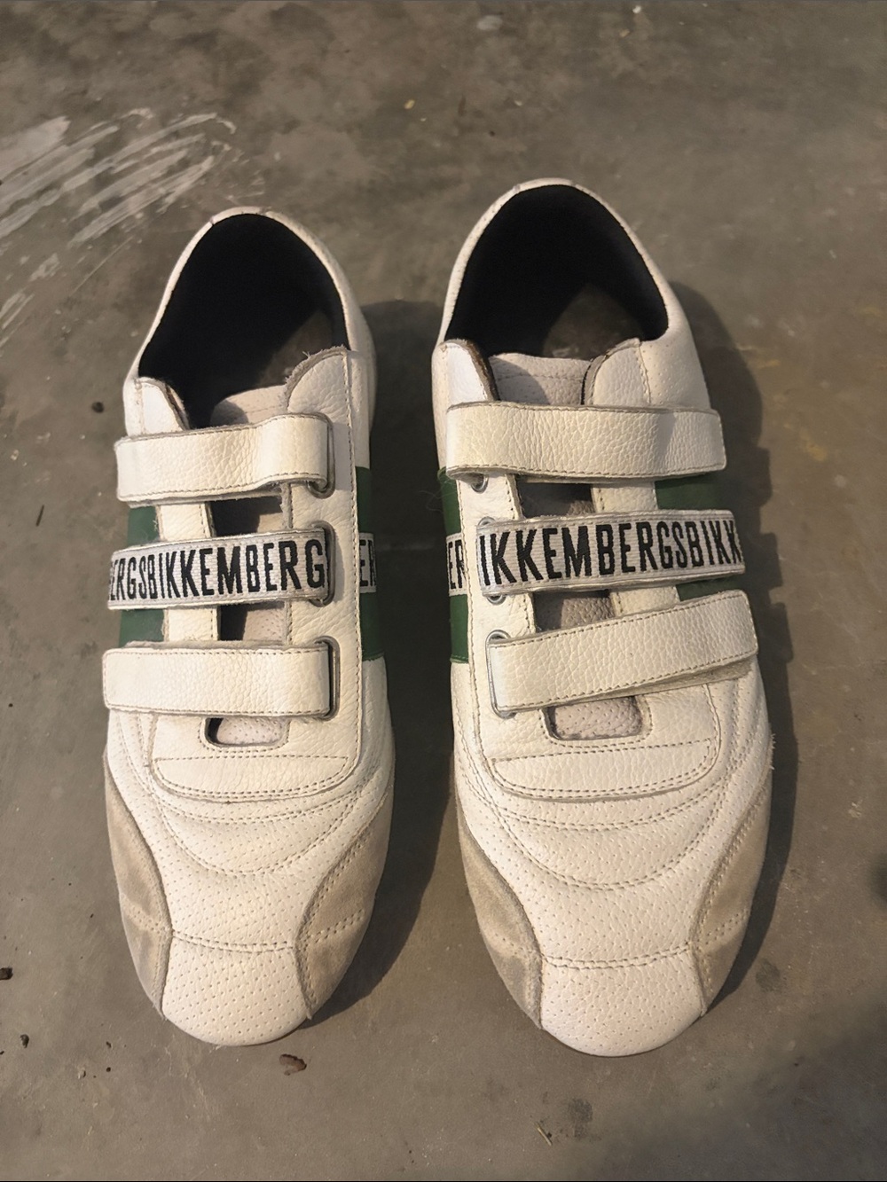 Bikkembergs White and Green Velcro Sneakers size 44